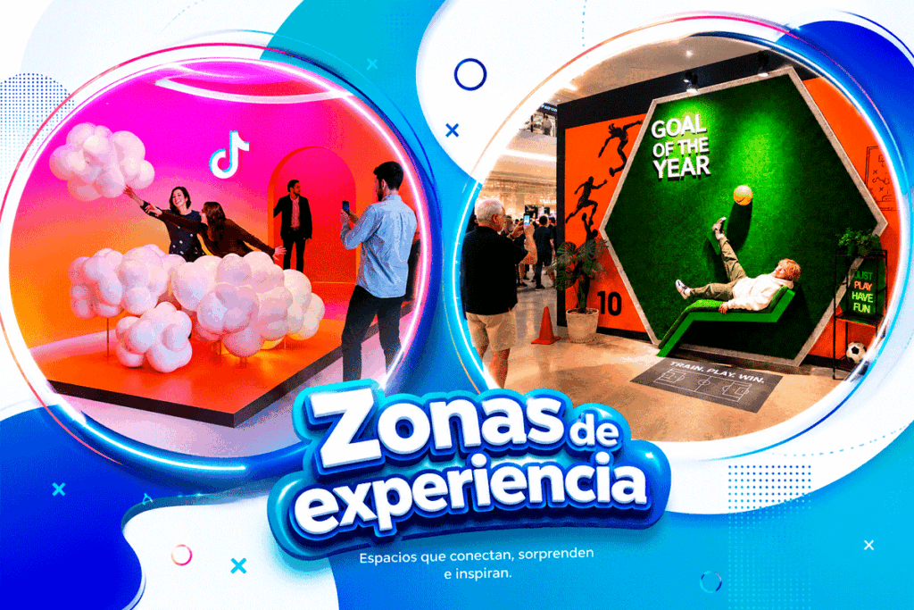 Zona de experiencias interactivas y selfie spots para eventos de marca